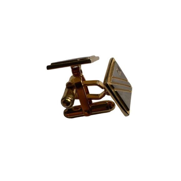 Vintage Mens Squared Gold Toned Cuff Links - Picture 3 of 5